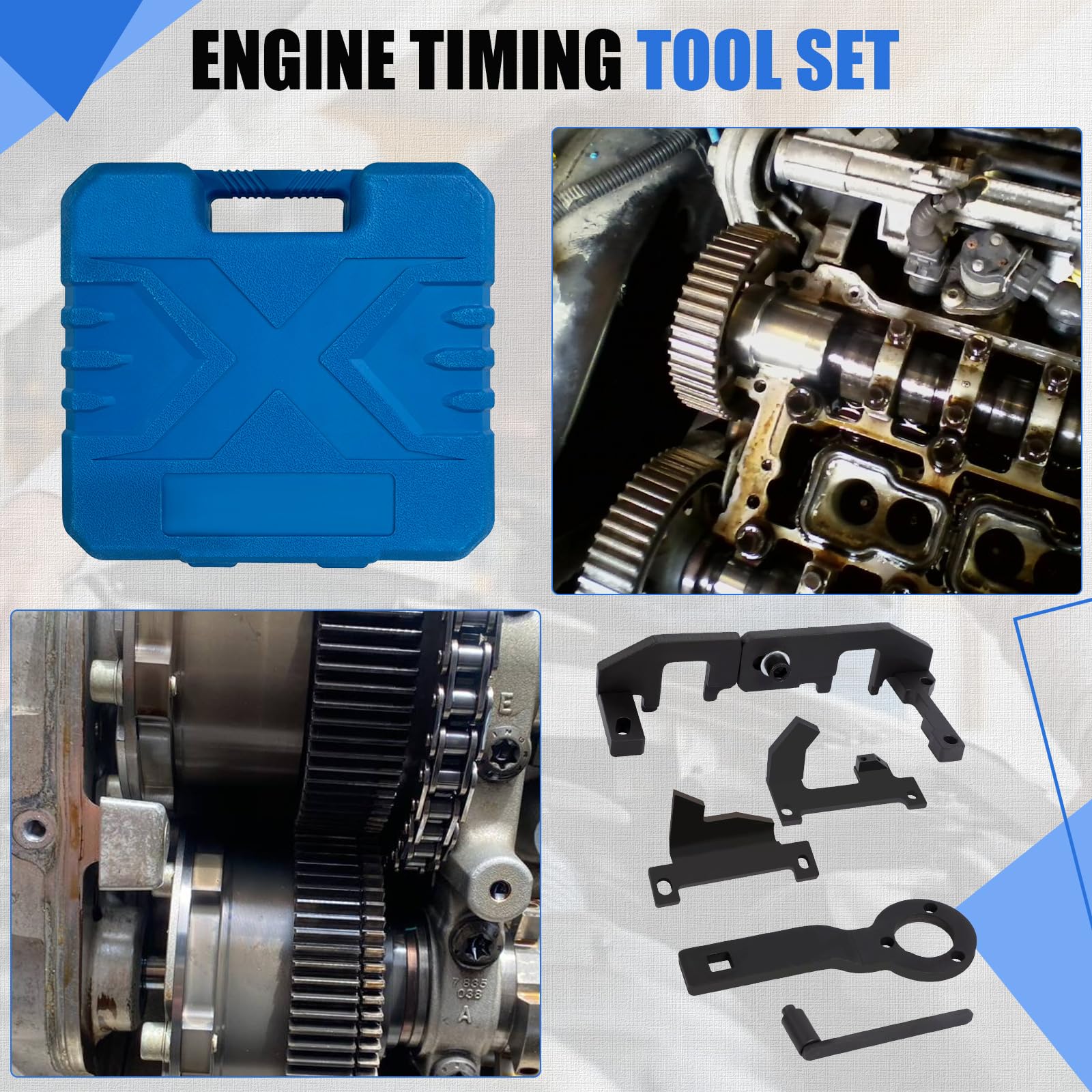 Kit Messa in Fase Motore Strumento Regolazione Compatibile con Peugeot 1.0 VTi 1.2 VTi 108 208 308 2008, Citroen, Opel, Toyota 1.0, 1.2, EB0 (ZMZ), EB2 (HMZ) 0109-2A, 0109-2B, 109-2B, 109-2C, 109-2D