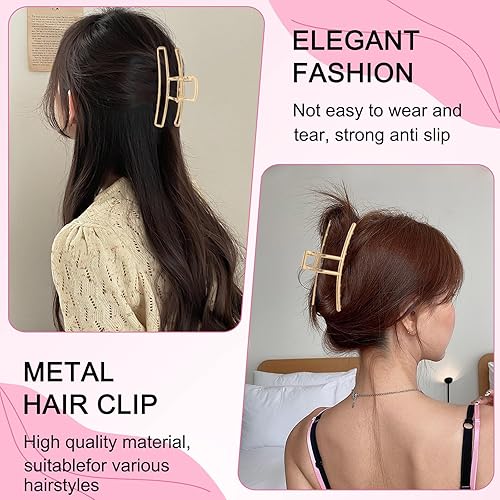 Miniatura 6 de LUKACY Paquete de 6 pinzas grandes de metal para el cabello abrazaderas grandes antideslizantes de 4 pulgadas abrazaderas de cabello doradas