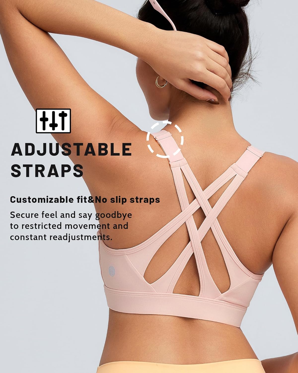 RUNNING GIRL Sports Bras for Women High Support, Adjustable Straps High Impact Sports Bras with Sewn in Pads Running Bra