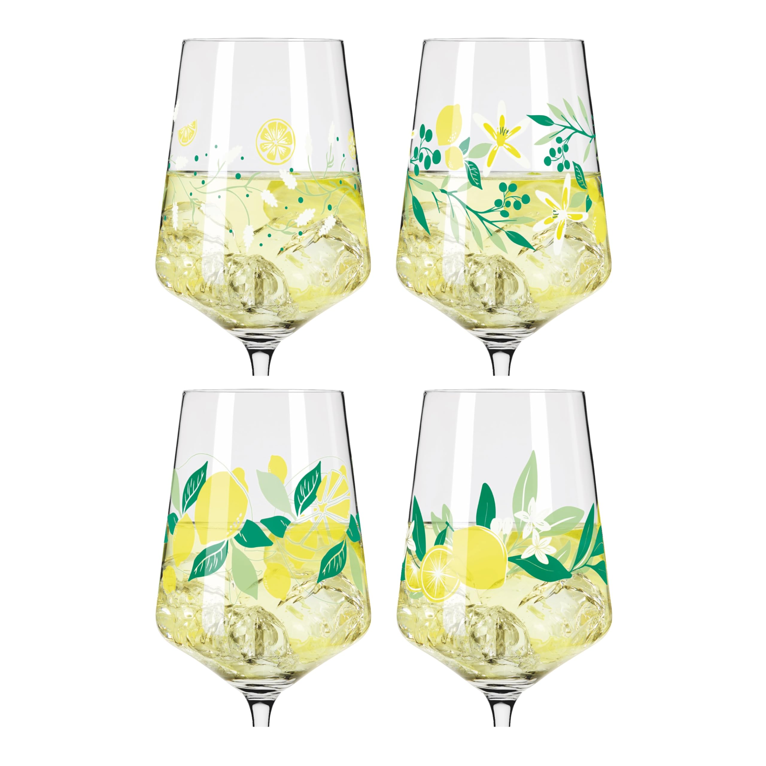 RITZENHOFF 6041004 - Set di bicchieri da aperitivo da 500 ml, serie Sommerau, per spruzzatura o Schorle, motivo limone, made in Germany, verde, giallo, viola