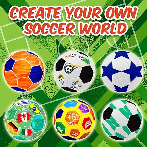 Miniatura 6 de Innorock Kit de lámpara de pelota de fútbol para pintar tu propio balón de fútbol, luz nocturna 3D con calcomanías y soporte, kit de arte y