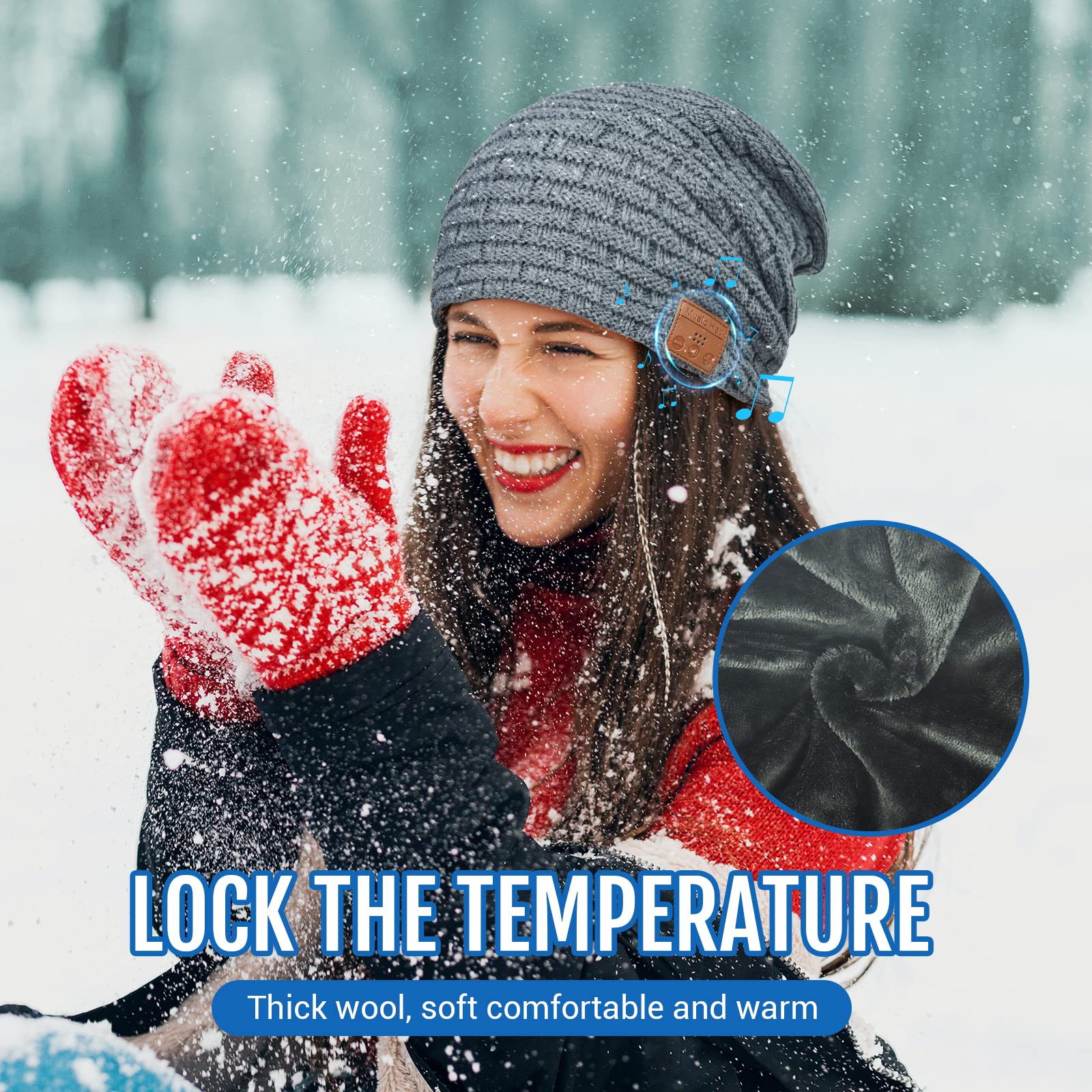 Regalo Uomo Donna Cappello Bluetooth Berretto Sci Regalo Natale Cappello Sportivi Uomo Musicale Bluetooth Lavorato a Maglia Berretto Cappello Invernali con Cuffie Stereo e Microfono Vivavoce