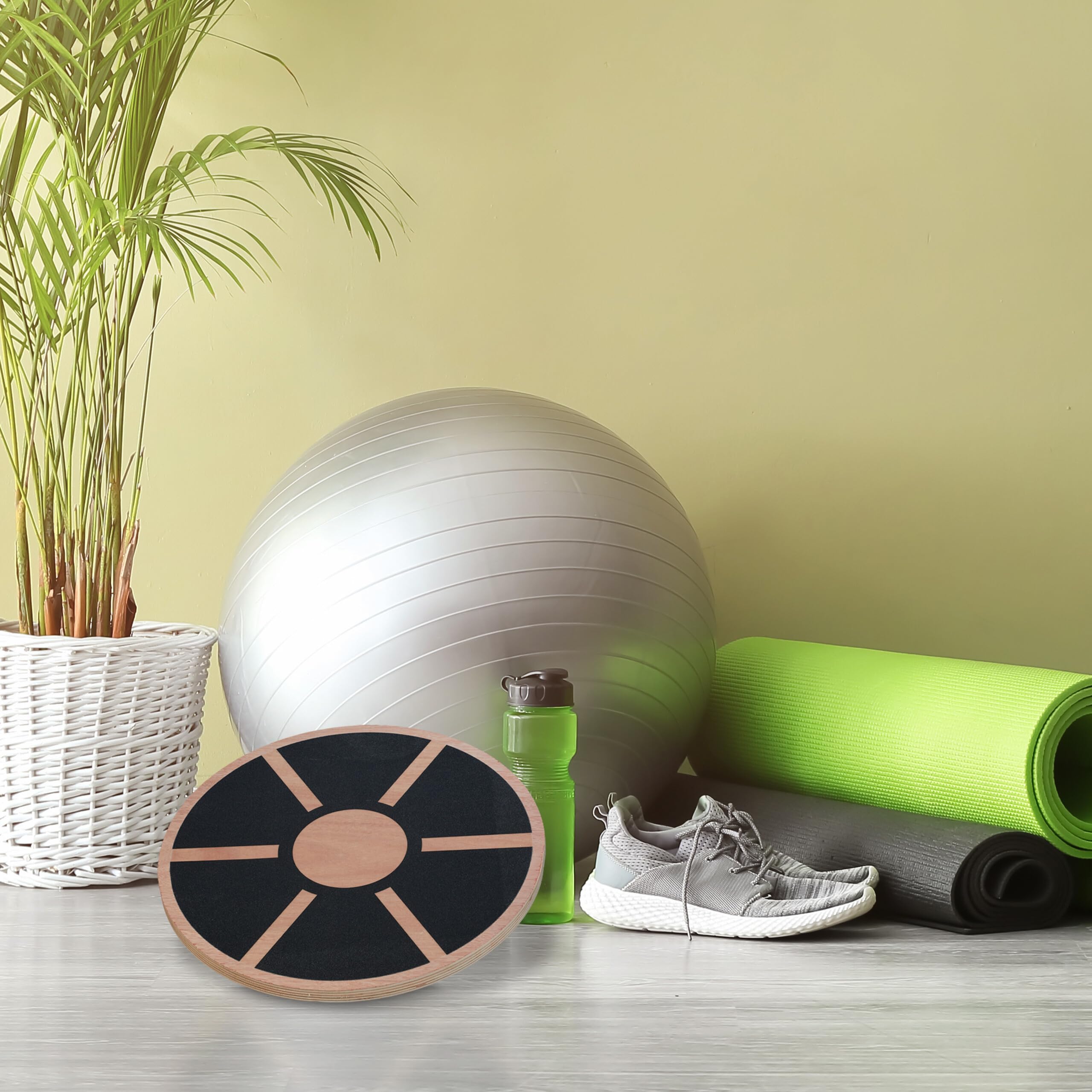Relaxdays Balance Board, Tavoletta Propriocettiva, Allenamento Total Body, Pedana Fitness in Legno 8x40 cm, Marrone Nero