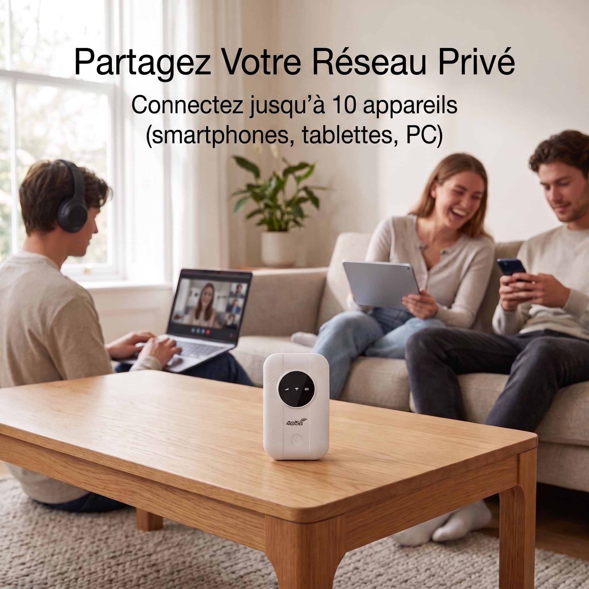 Routeur 4G/5G Portable avec Slot SIM Déverrouillé | Routeur Mobile WiFi 6 | Pocket WiFi 300 Mbps de Voyage Plug & Play (Idéal Camping-Car, Camping, Voyages d'affaires) | Connecte Jusqu'à 10 Appareils