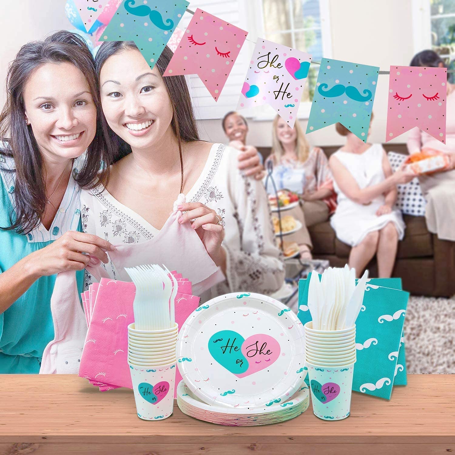 Buy Gender Reveal Party Supplies Kit For Baby Boy Or Girl, 228pcs
