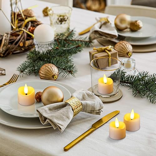 Miniatura 7 de Paquete de 12 velas de té con temporizador LED que funcionan con pilas, velas votivas parpadeantes sin llama, velas votivas, pequeñas velas LED