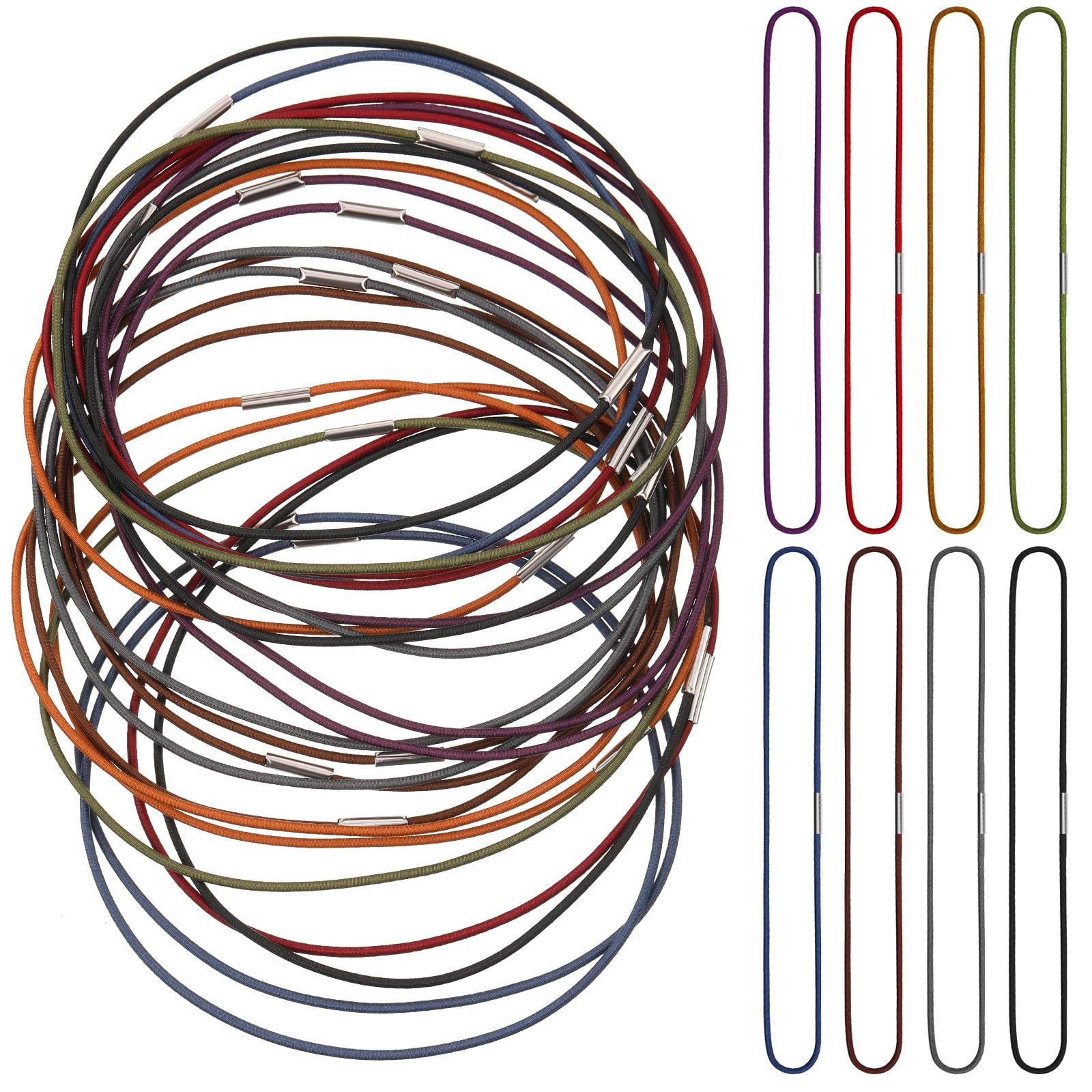 Hanaive 24 Pcs Elastic Bands for Notebook Connecting Inserts Notebook Elastic Spring Bands Replacement Refill Strap Stretchy Closure Loop for Standard Size Travel Journals Planner, 8 Colors