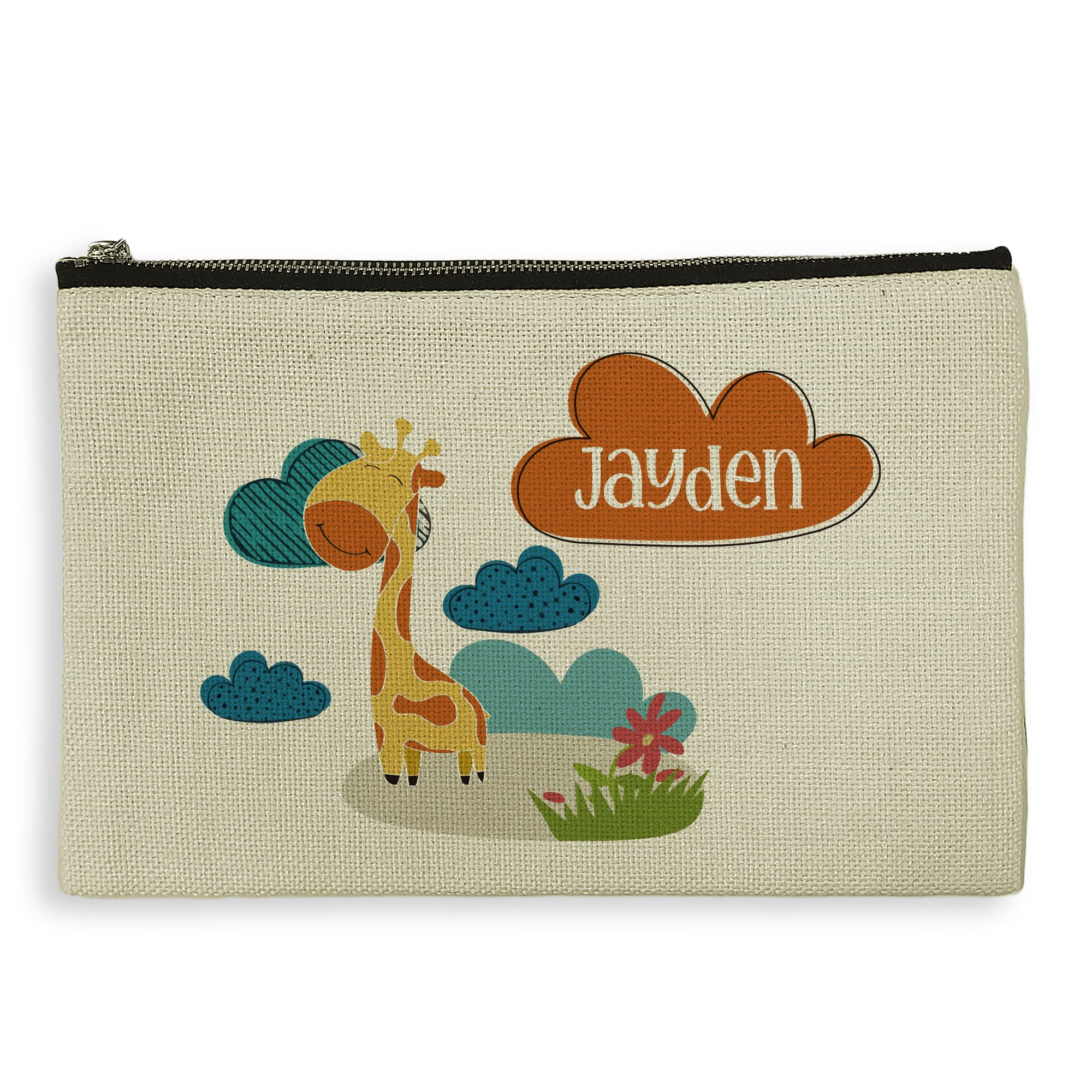 LolaPix Neceser niño Colegio. Estuche Personalizado niños. Bolsa Aseo. Regalo Original para niños. con Nombre. Bolsa con Cremallera. 15 x 24 cm. Neceser Tela. Jirafa Infantil