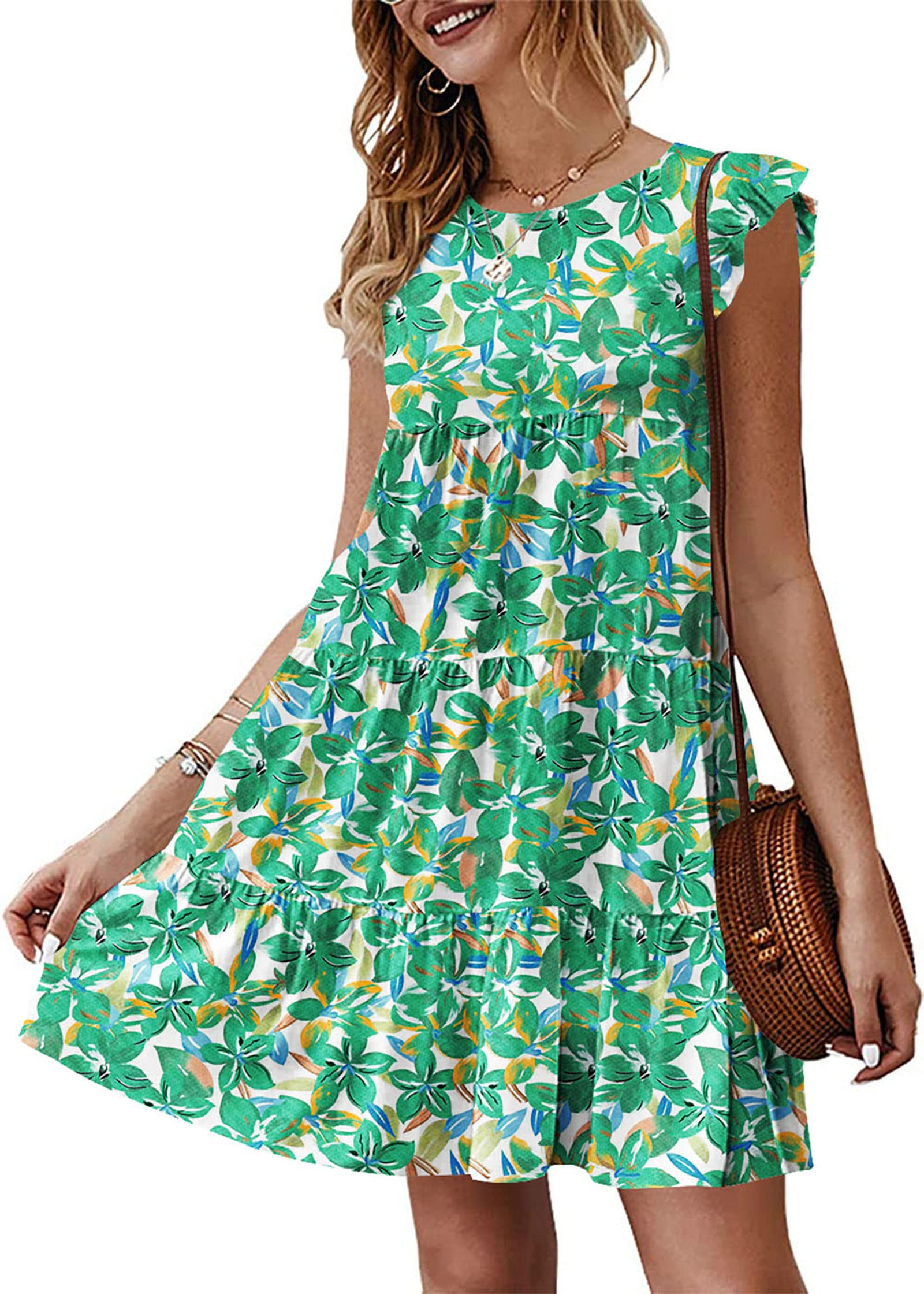 KIRUNDO Summer Dresses for Women Sundress Babydoll Dress