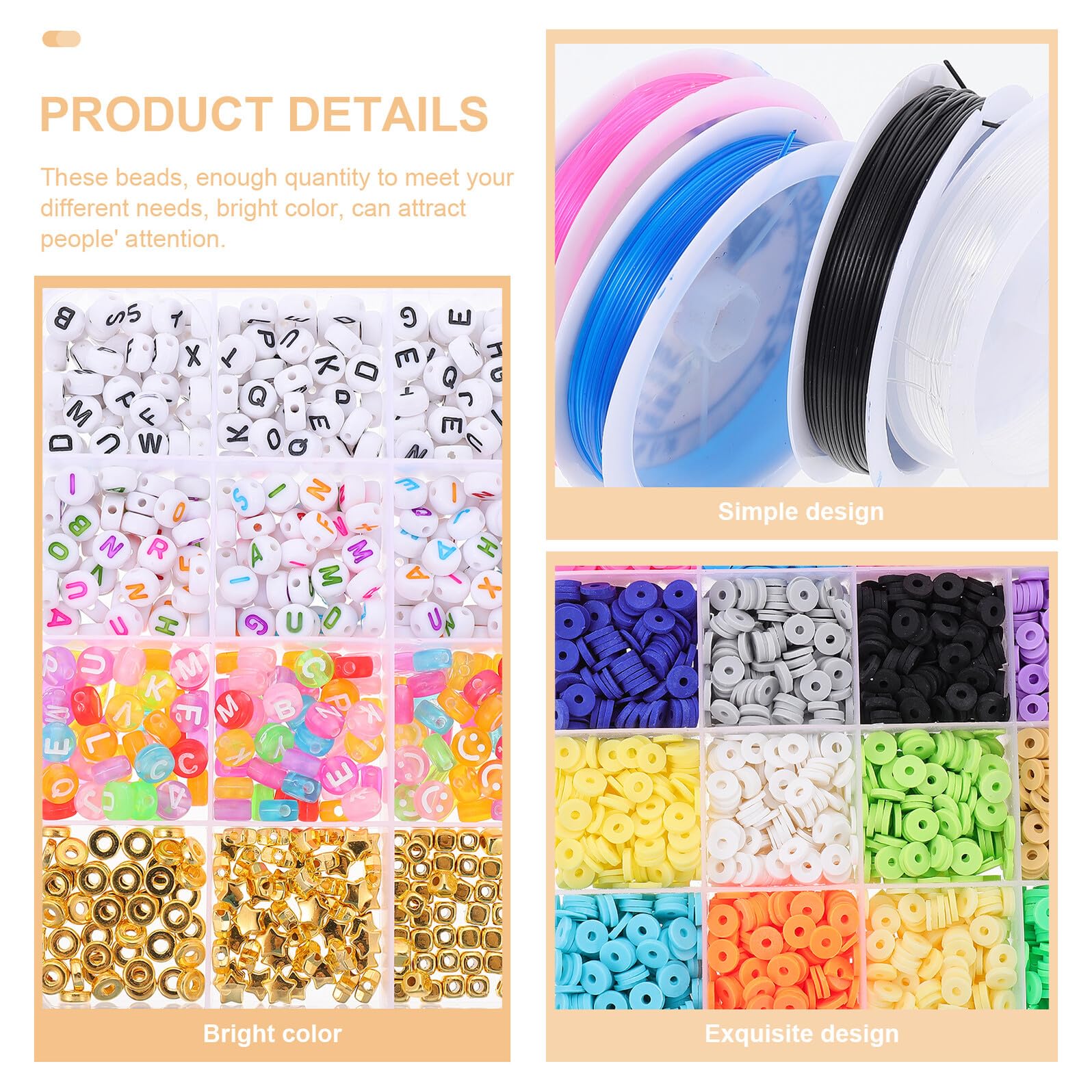 PRETYZOOM Kit di Creazione Perline per Gioielli Braccialetti e Collane Fai da Te in Stile Bohémien Perline Sciolte di Accessori per Creazioni Artigianali