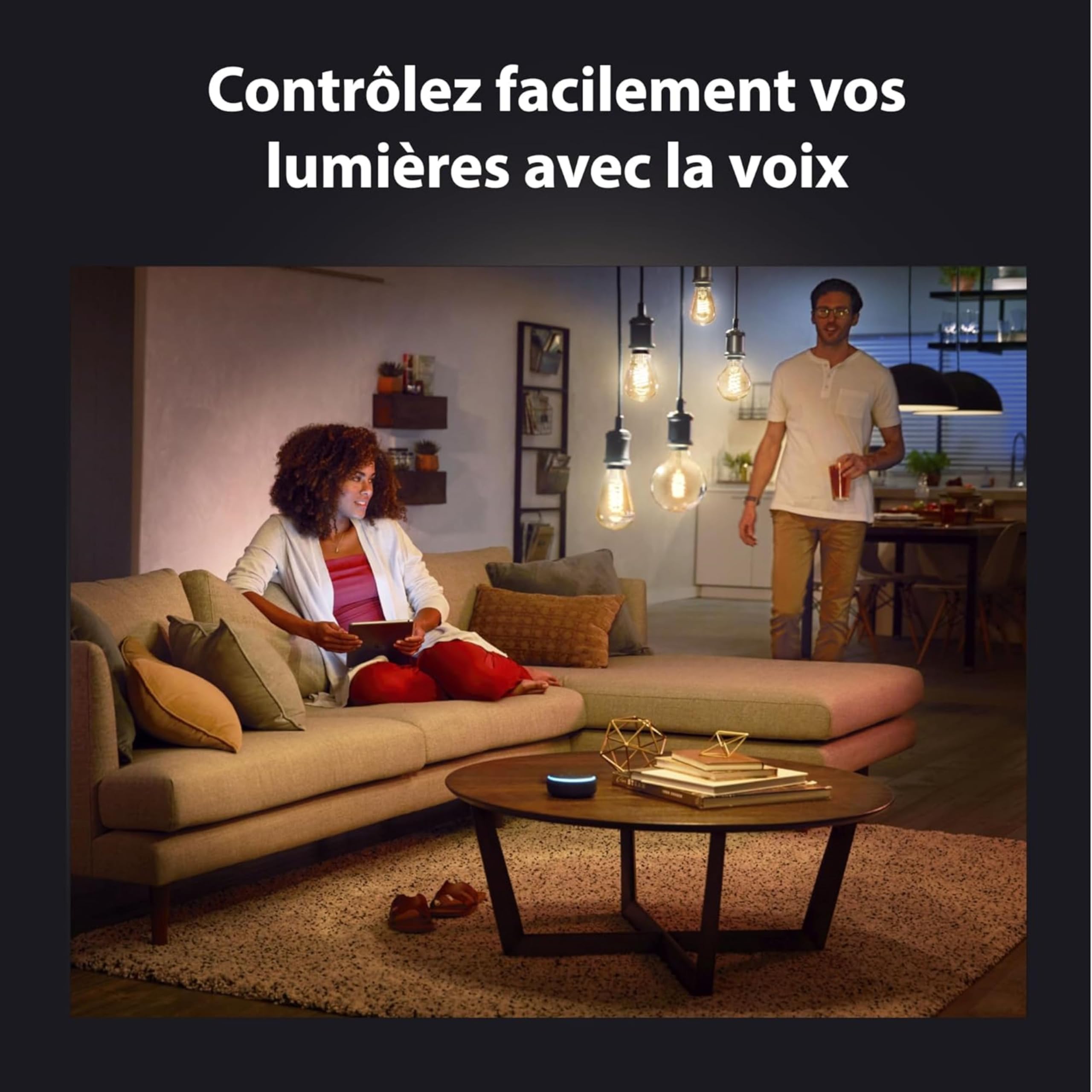 Philips Hue White Ambiance, ampoule LED connectée filament culot E27, compatible Bluetooth, pack de 3, fonctionne avec Alexa, Google et Apple Homekit