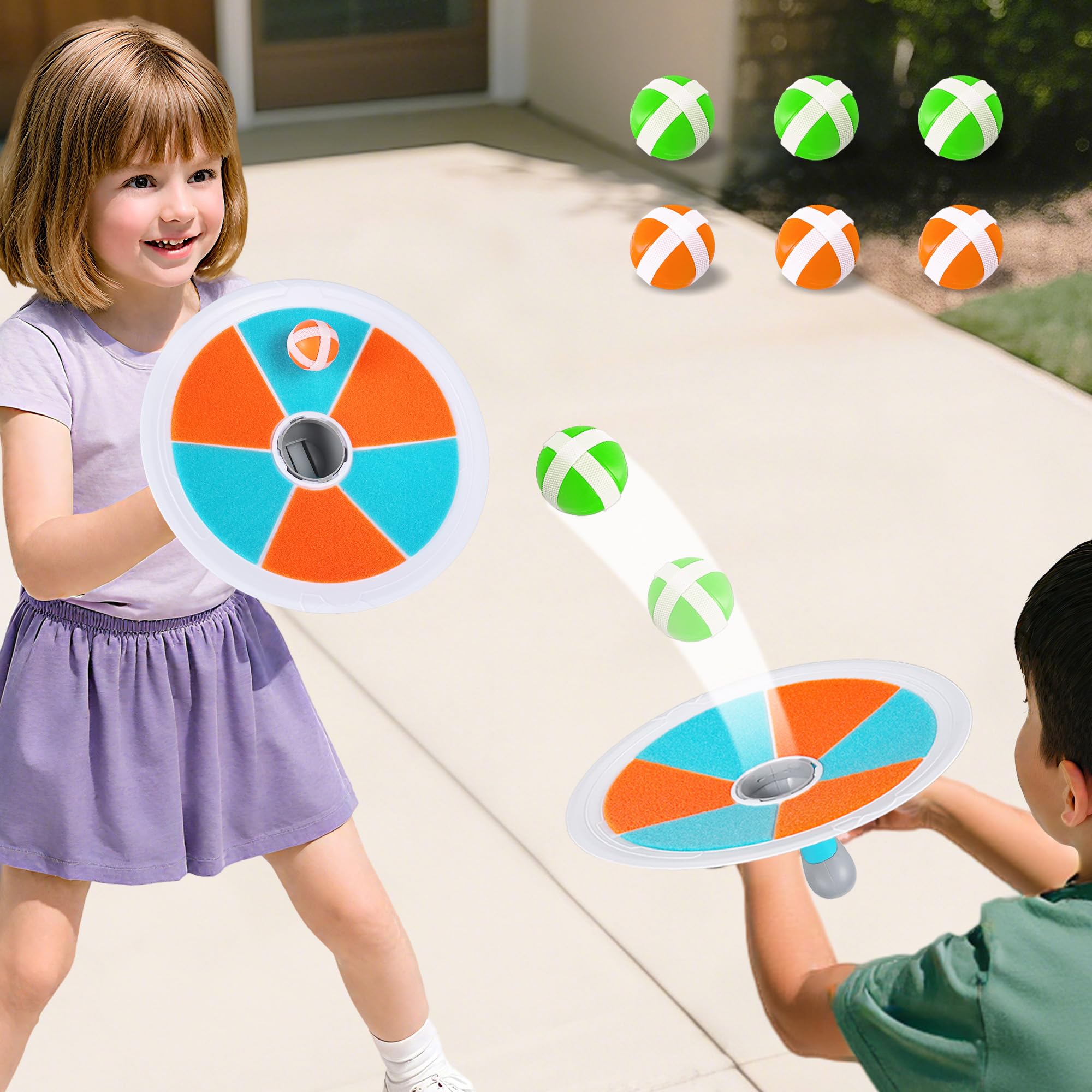 iPlay, iLearn Pop Stick Ball Game Outdoor Toys for Kids, Toss Chase Launching Ball Sports Game for Child Boys, Outside Yard Fun Family Activity, Cool
