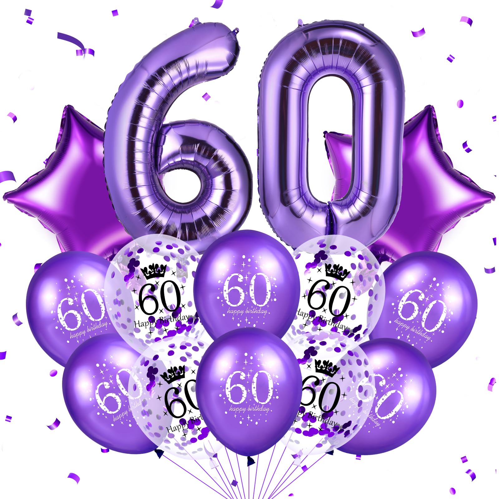 Amazon.com: RUMIA Purple 60th Birthday Balloons, 14 PCS: 40 Inch