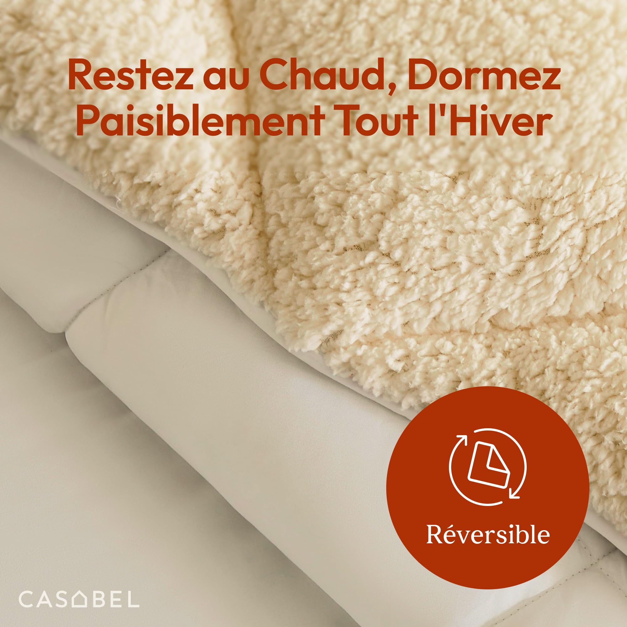 CASABEL Couette Hiver Ultra Chaude Sherpa 600g/m², 220x240cm, Taupe