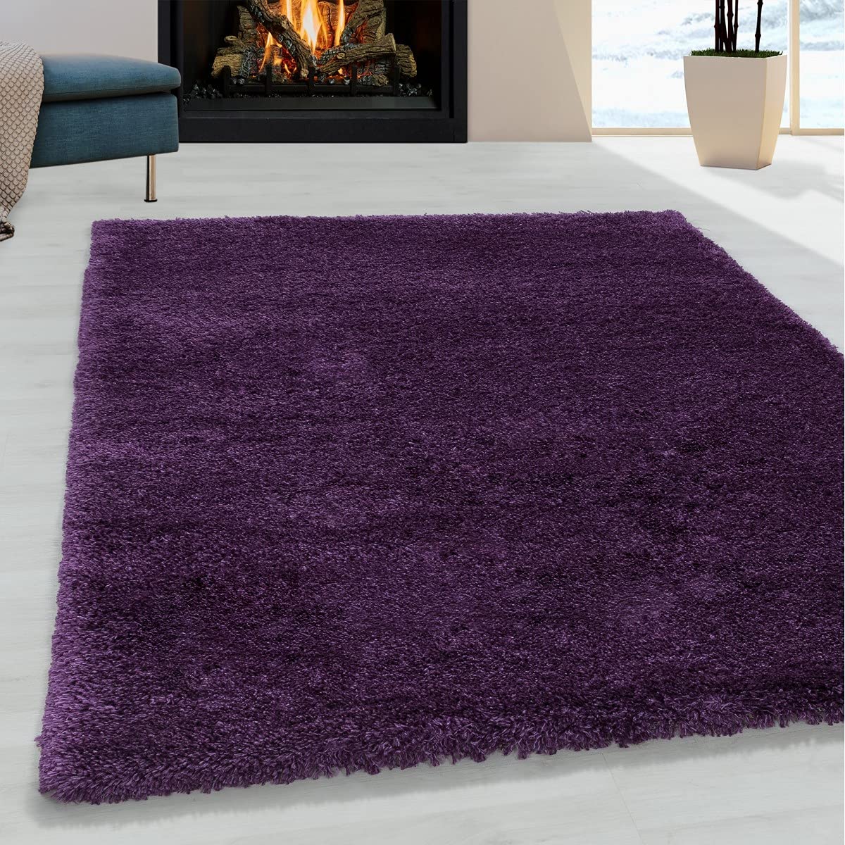 Tapis à poils longs violet super doux pour réchauffer votre chambre
