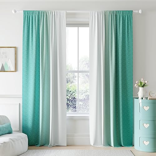 Miniatura 29 de Cortinas Ombre 100% Opacas de 90 Pulgadas de Largo, 2 Paneles para Dormitorio, Sala de Estar, Patrón Degradado Azul y Blanco, Oscurecimiento de Ojal