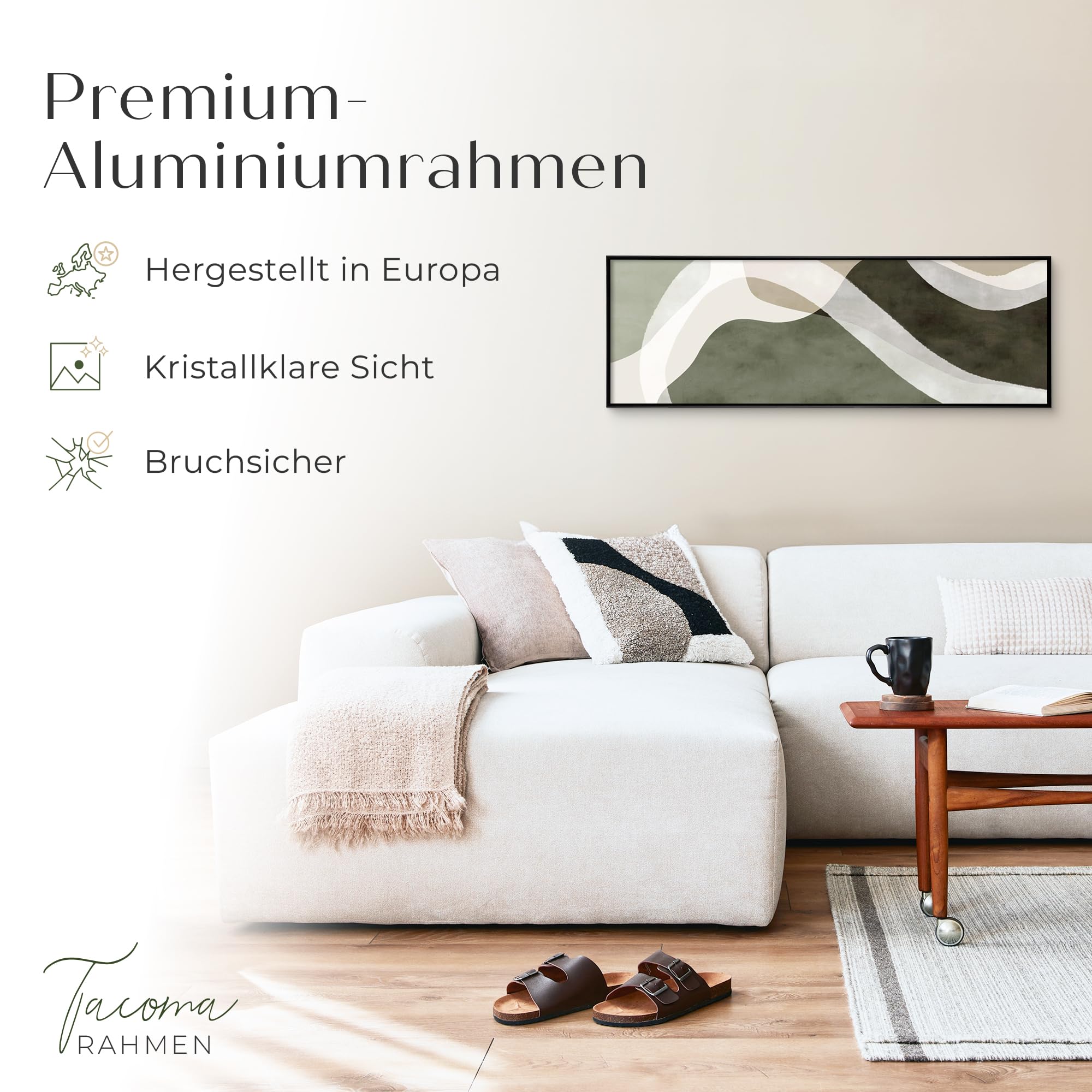 Bilderrahmen 33x98 cm Aluminium mit Acrylglas - Schwarz