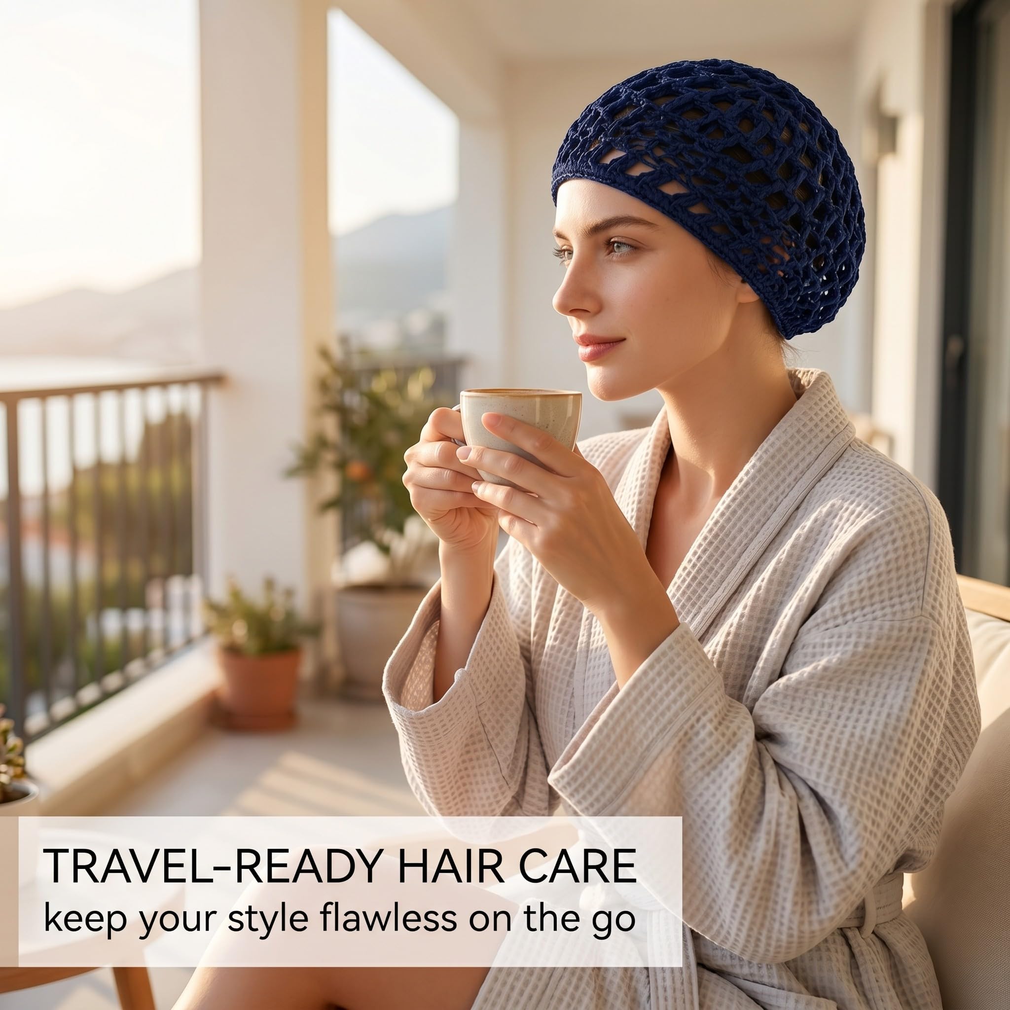 Cuffia per Capelli Retine in Maglia Lavorata all'Uncinetto Traspirante per Dormire Doccia Trucco Accessori Unisex