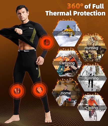 Miniatura 8 de romision 2 Pack Thermal Underwear for Men Long Johns Fleece Lined Hunting Gear Bottom Top Set Base Layer Cold Weather XS-4XL
