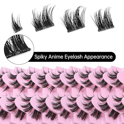 Miniatura 3 de DSLONG Pestañas de manga en racimo, efecto de aspecto húmedo, pestañas húmedas de anime, extensiones de pestañas individuales, extensiones de