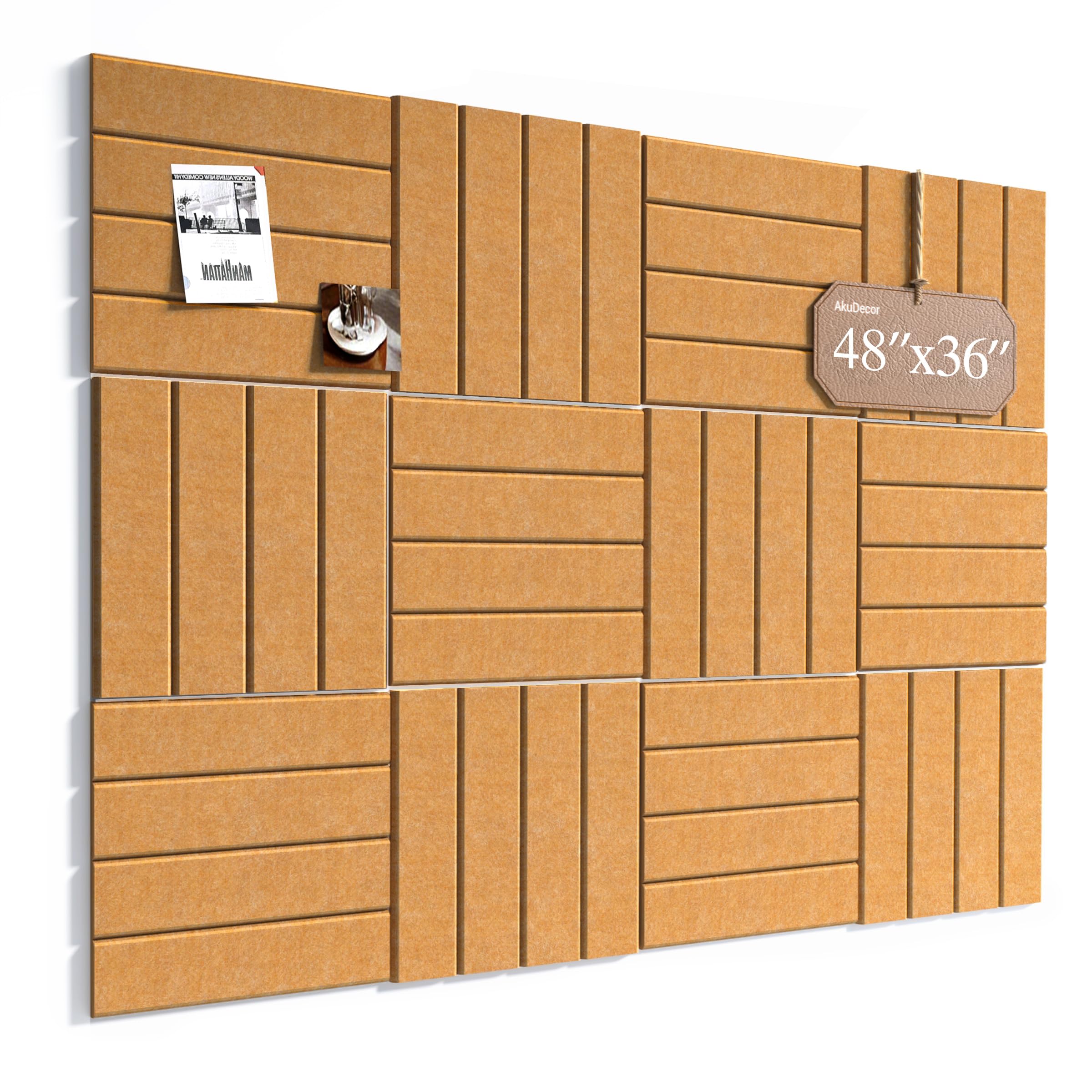 AkuDecor Large Cork Board for Walls 120 x 90cm, Burnt Orange