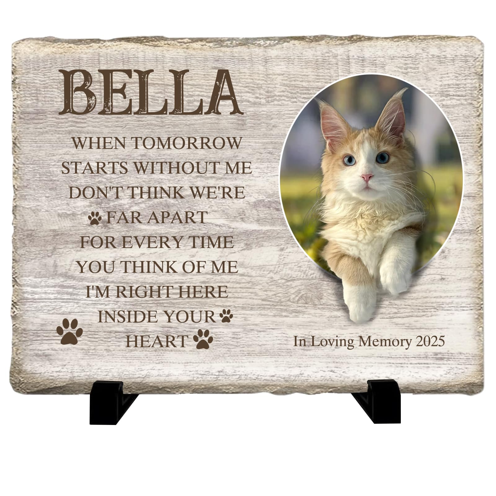 Personalized Pet Memorial Stone Custom Dog Memorial Gifts for Loss of Dog with Photo Name Date Dog Remembrance Gift Loss of Dog Sympathy Gift for Dog Cat Lovers (WS04)