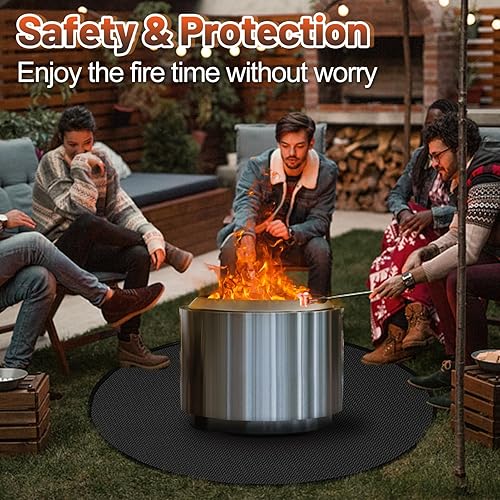 Miniatura 7 de Tapete para hoguera de 59 pulgadas para estufa individual Yukon, tapete ignífugo de 3 capas redondo debajo de la parrilla, almohadilla impermeable