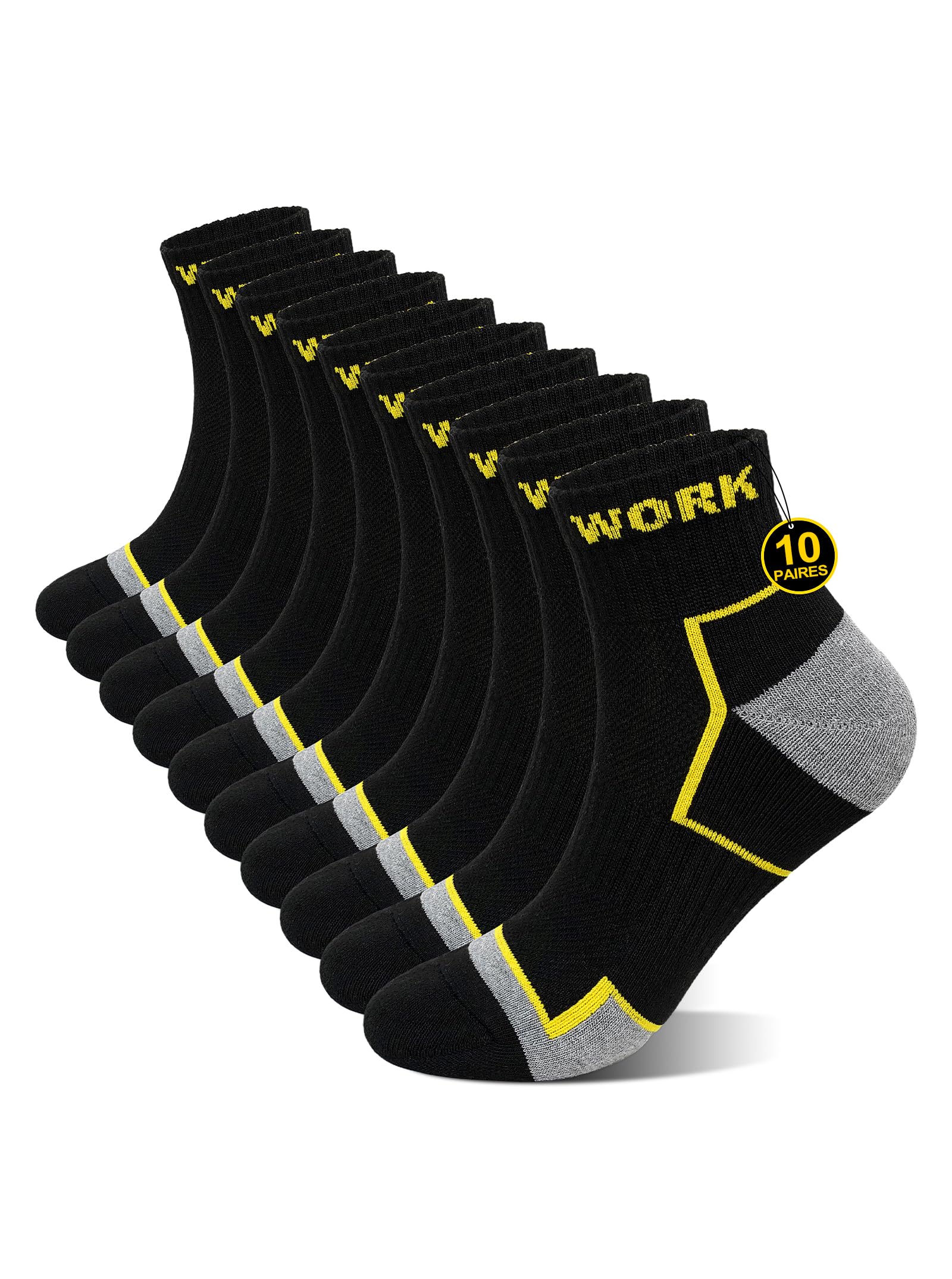 Chaussettes Travail Homme Femme: Chaussettes Anti Ampoule Respirantes Renforcées Talon & Pointe Sans Couture Rembourrées Avec Semelle Acolchonée Pour Chaussure de Sécurité Construction Sport