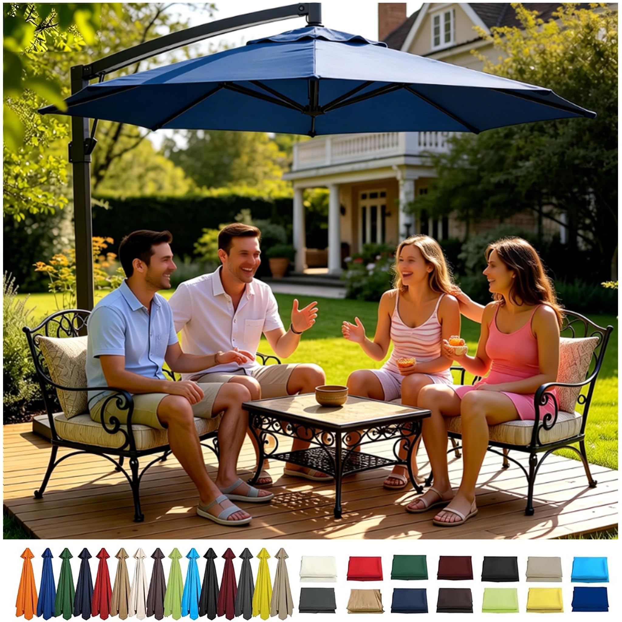 Zapasowy pokrowiec na parasol przeciwsłoneczny, 2-4 m, 6/8 wsporników, pokrowiec na parasol rynkowy i parasol przeciwsłoneczny do ogrodu, na basen, plażę, taras i balkon, 250 cm, 8 żeber