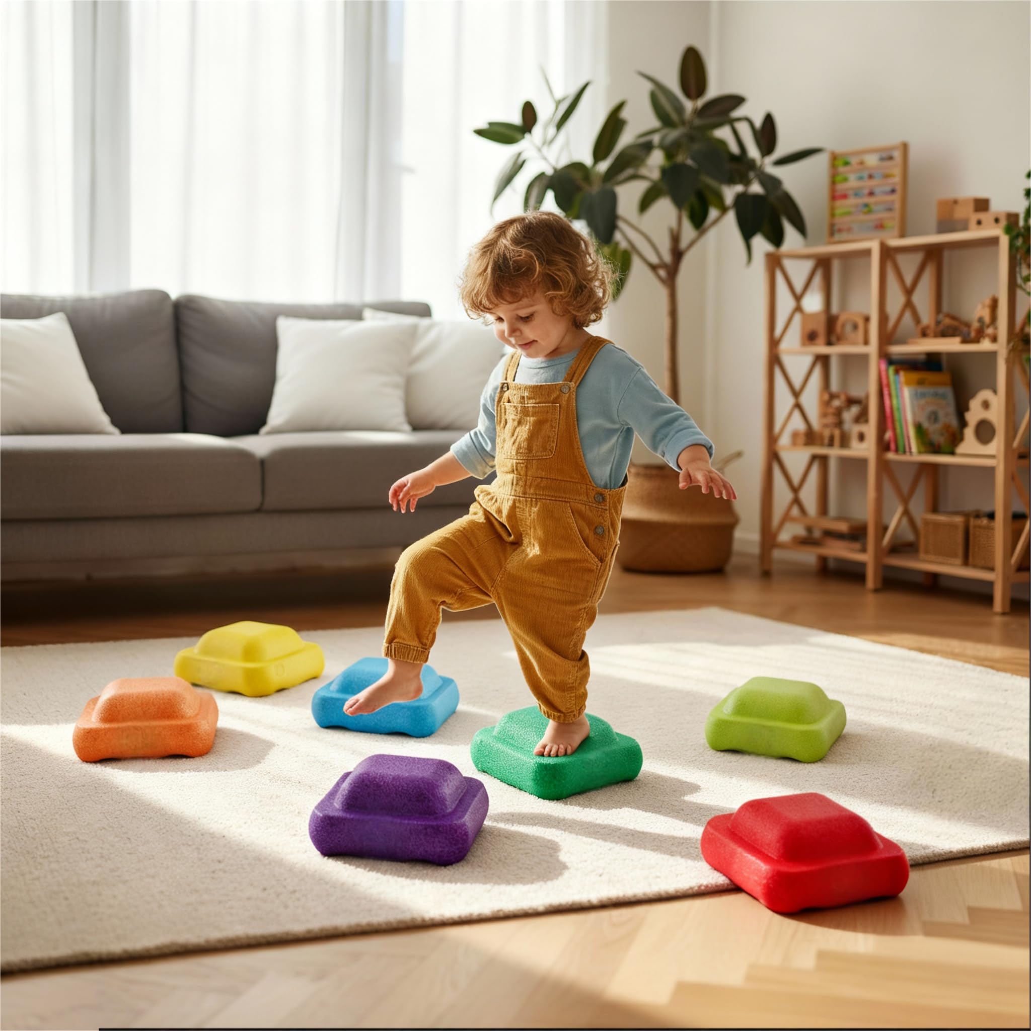 Juego de 7 piedras de equilibrio para niños, para interior y exterior, piedras de equilibrio apilables, piedras para apilar — view 4