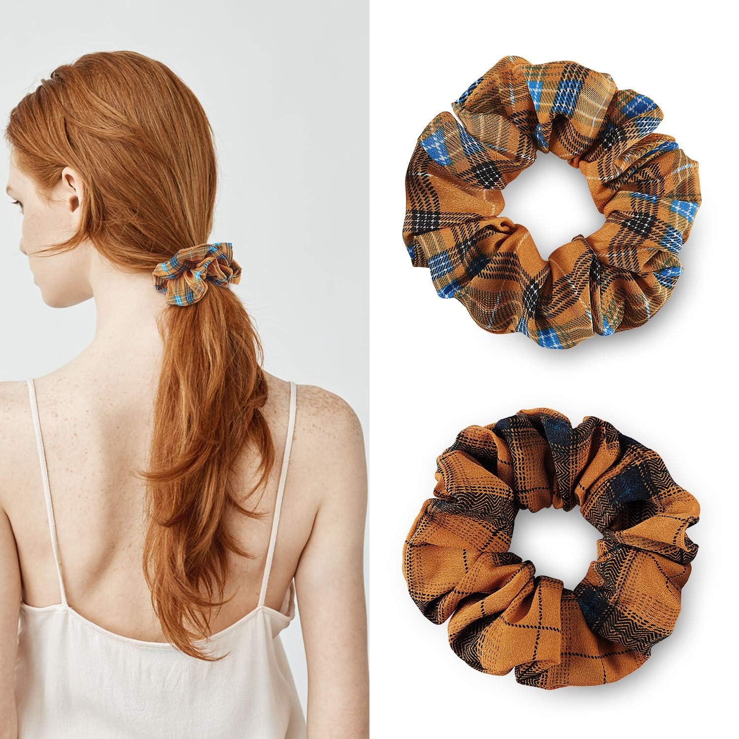 Amazon.com : WILLBOND 12 Pcs Plaid Scrunchies for Women  display picture 2