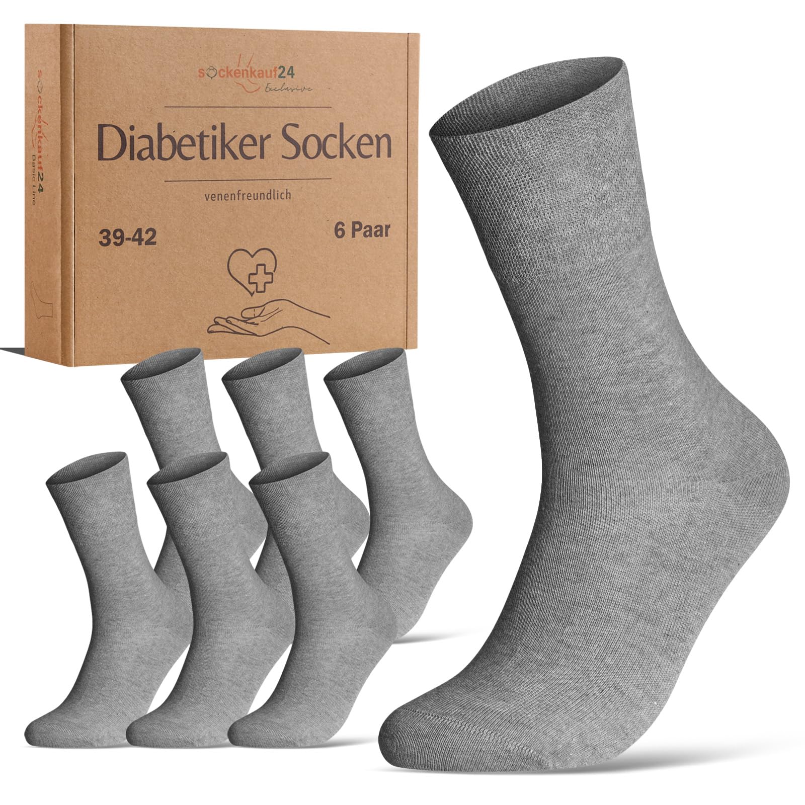 Diabetic Socks without Elasticated Band and Seamless, 97% Cotton, 6 Pairs), with Comfort Band for Men and Women