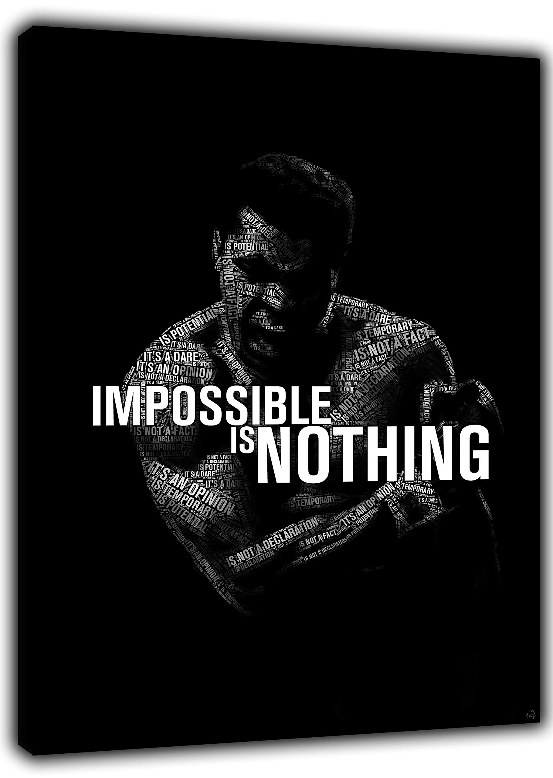 ARTSPRINTS MUHAMMAD ALI IMPOSSIBLE IS NOTHING PHOTO PRINT ON FRAMED CANVAS WALL ART 12x 8inch -18mm depth