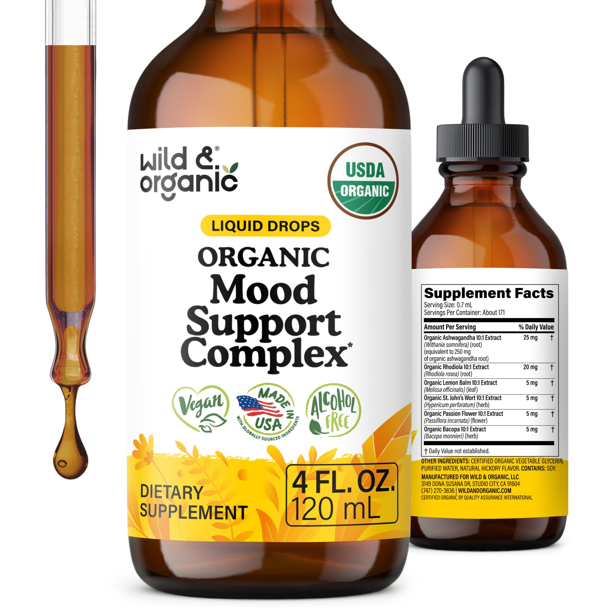 USDA Organic Mood Support Drops - Ashwagandha & Rhodiola Extract - 2 oz — Amazon image 10