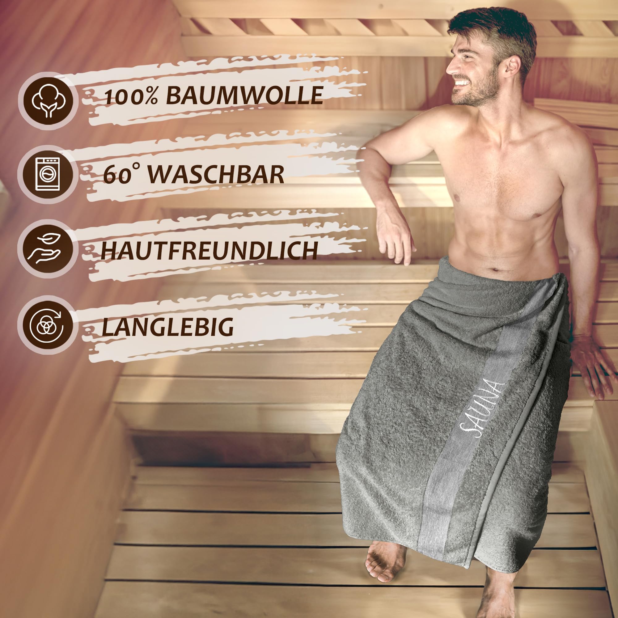 Lashuma Saunahandtuch 100x200 cm, Frottee XXL Badetuch in Dunkel Grau | 500 gsm Frottee aus 100% Baumwolle, als Saunatuch, Badehandtuch, Duschtuch und Liegetuch für Sauna und Bad
