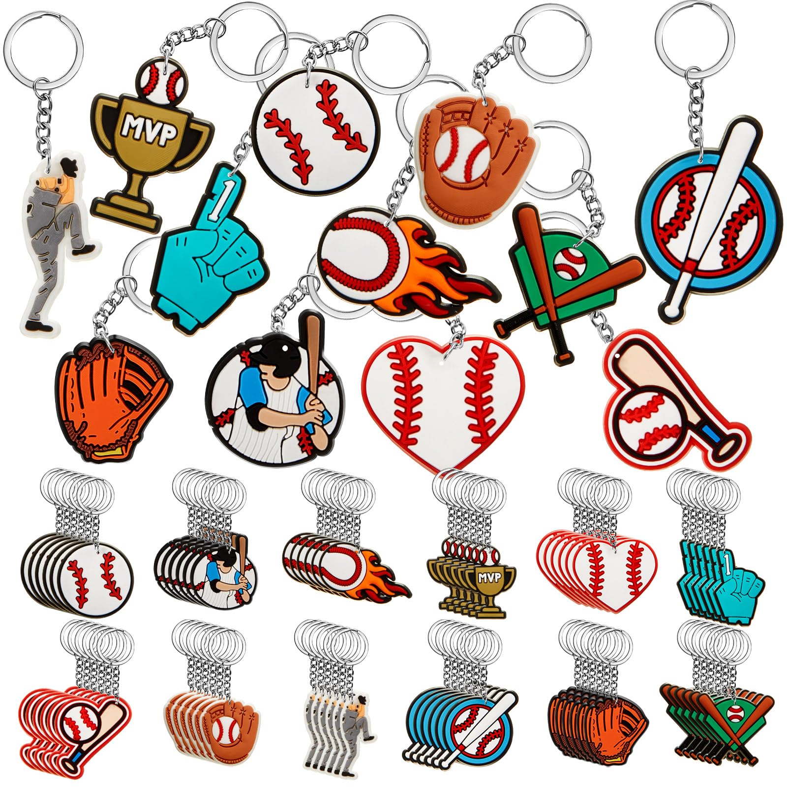 Batiyeer 36 Pack Baseball Keychains Party Favors Sports Key Chains Gift 36 Baseball