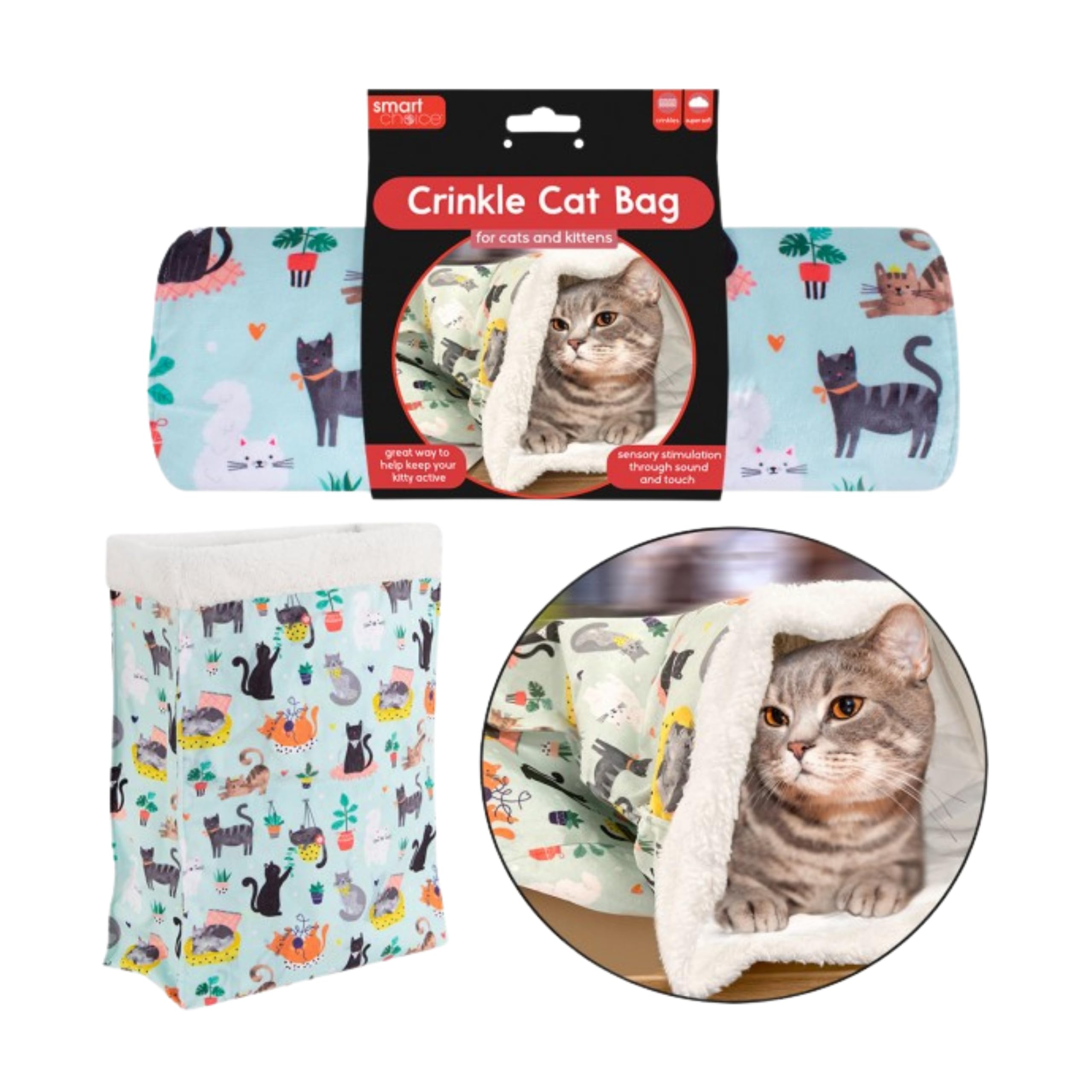 Interactive Crinkle Cat Bag Toy: Lightweight, Portable, and Stimulating Fun for Cats and Kittens, Multicoloured