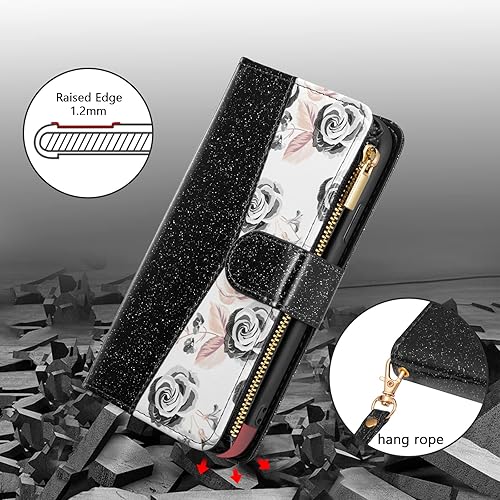 Miniatura 5 de UEEBAI Funda tipo cartera para iPhone 11 de 6.1 pulgadas, piel sintética con cierre magnético, funda de bolsillo con cremallera, ranuras para