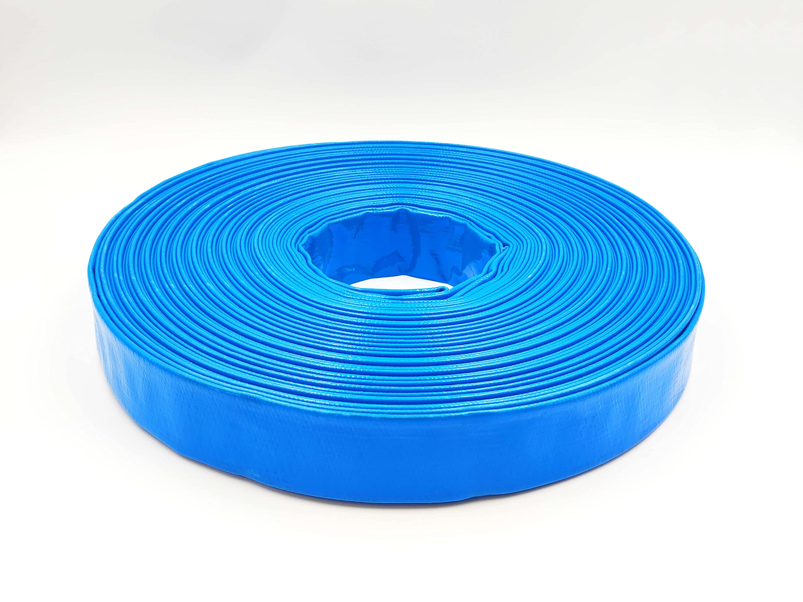 1 pulgada | 25 mm – 100 metros – Manguera plana de PVC – Manguera de construcción – Manguera industrial – Azul