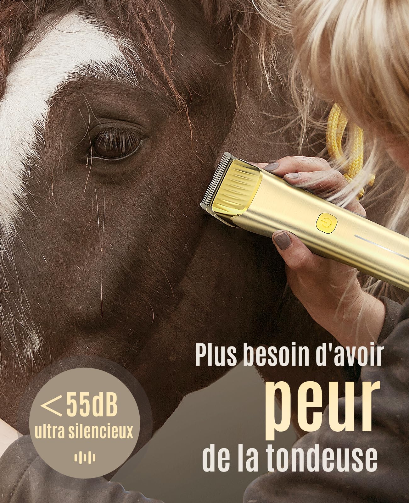 oneisall, tondeuse sans fil pour chevaux professionnelle silencieuse robustes à 2 vitesses à faible bruit, Conçu pour les chevauxs à poils longs/épais
