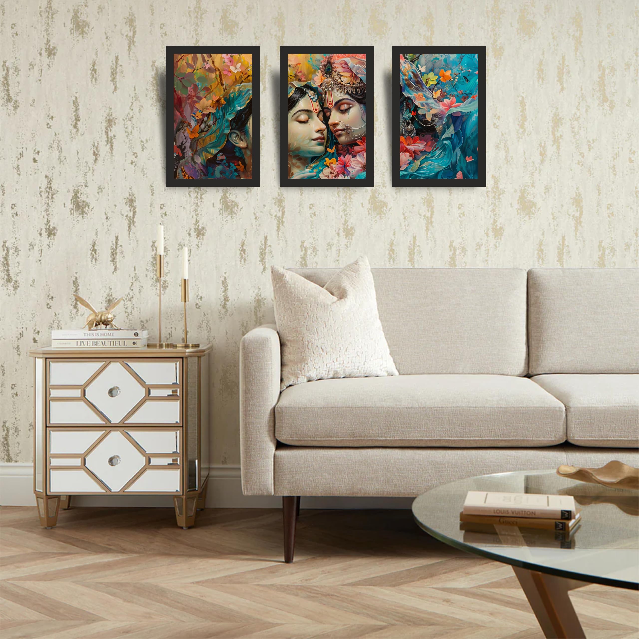 Radha Krishna Wall Painting Set of 3