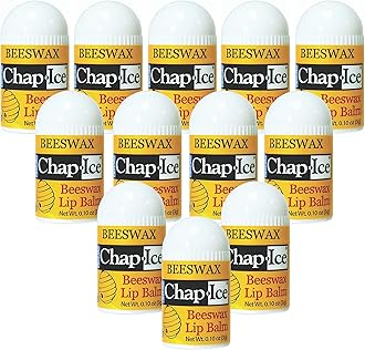 Chap-Ice® | 12-Count Beeswax-based Peppermint Mini Lip Balm - Fortified with Vitamin E for Dry, Cracked Lips | Made in USA