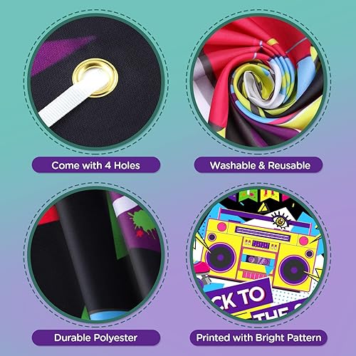 Miniatura 6 de Decoraciones de fiesta de cumpleaños de los años 80, extra grande, tema de regreso a los 80, telón de fondo, fondo de hip hop para cumpleaños de los