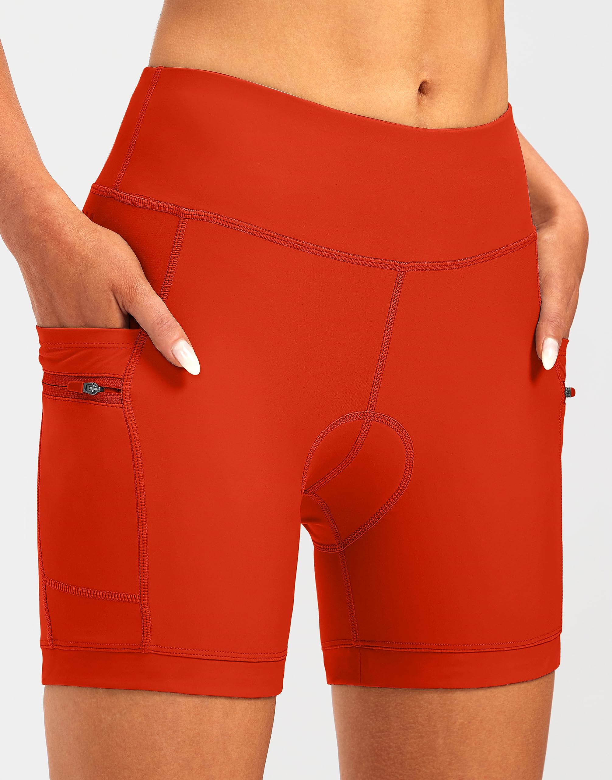 Bikewa Pantalones Cortos de Ciclismo Acolchados 4D para Mujer, Ropa Interior de equitación, Ciclismo, Ciclismo de Carretera, Pantalones Cortos para Mujer con Bolsillos con Cremallera