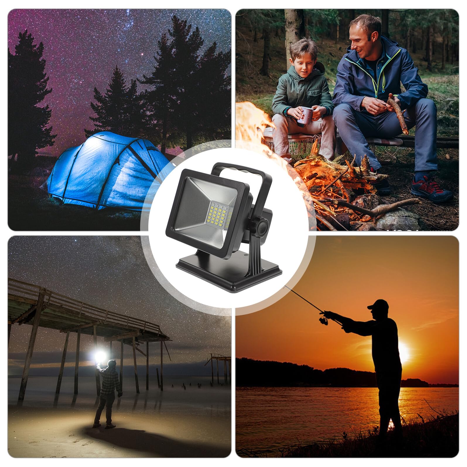 KOMBIUDA LED Flood Lamp Recargable con Luz Roja y Azul de Emergencia Imán para Exterior Jardín y Camping Luz de Trabajo Portátil y Resistente
