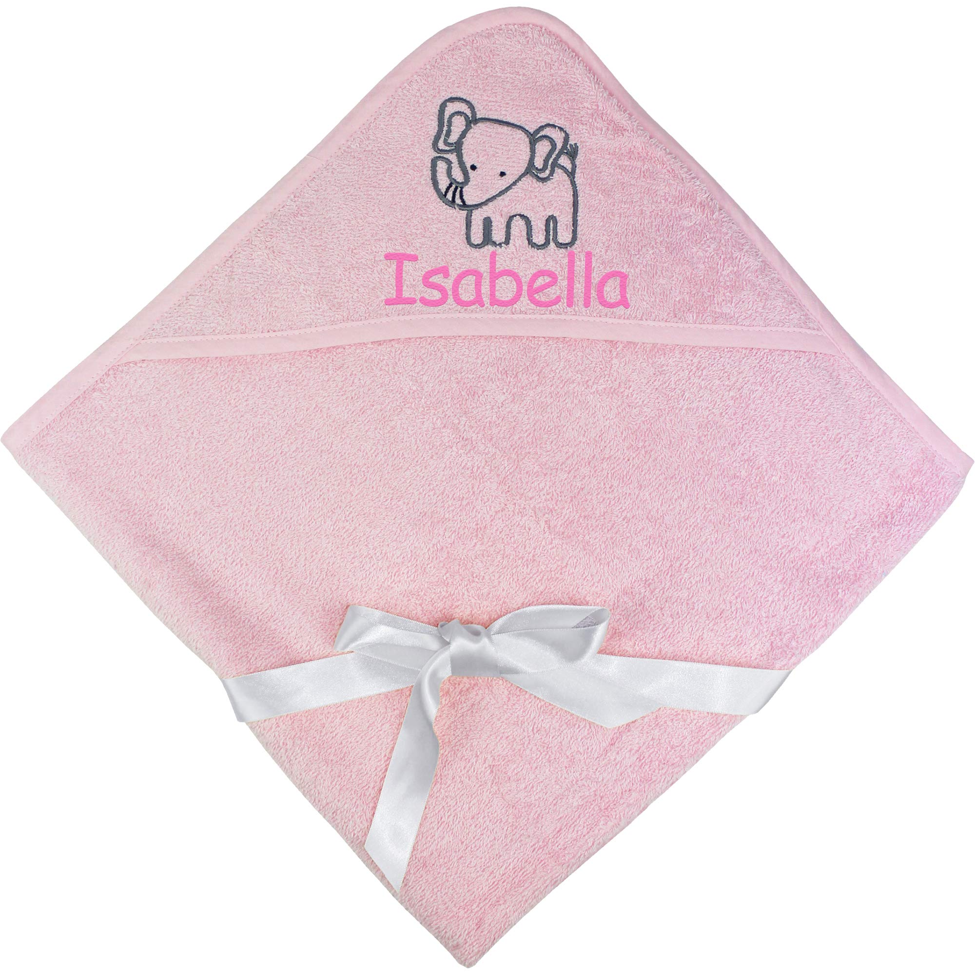 TeddyT's Baby Girl's Personalised Pink Elephant Bathtime Super Soft Hooded Towel Gift