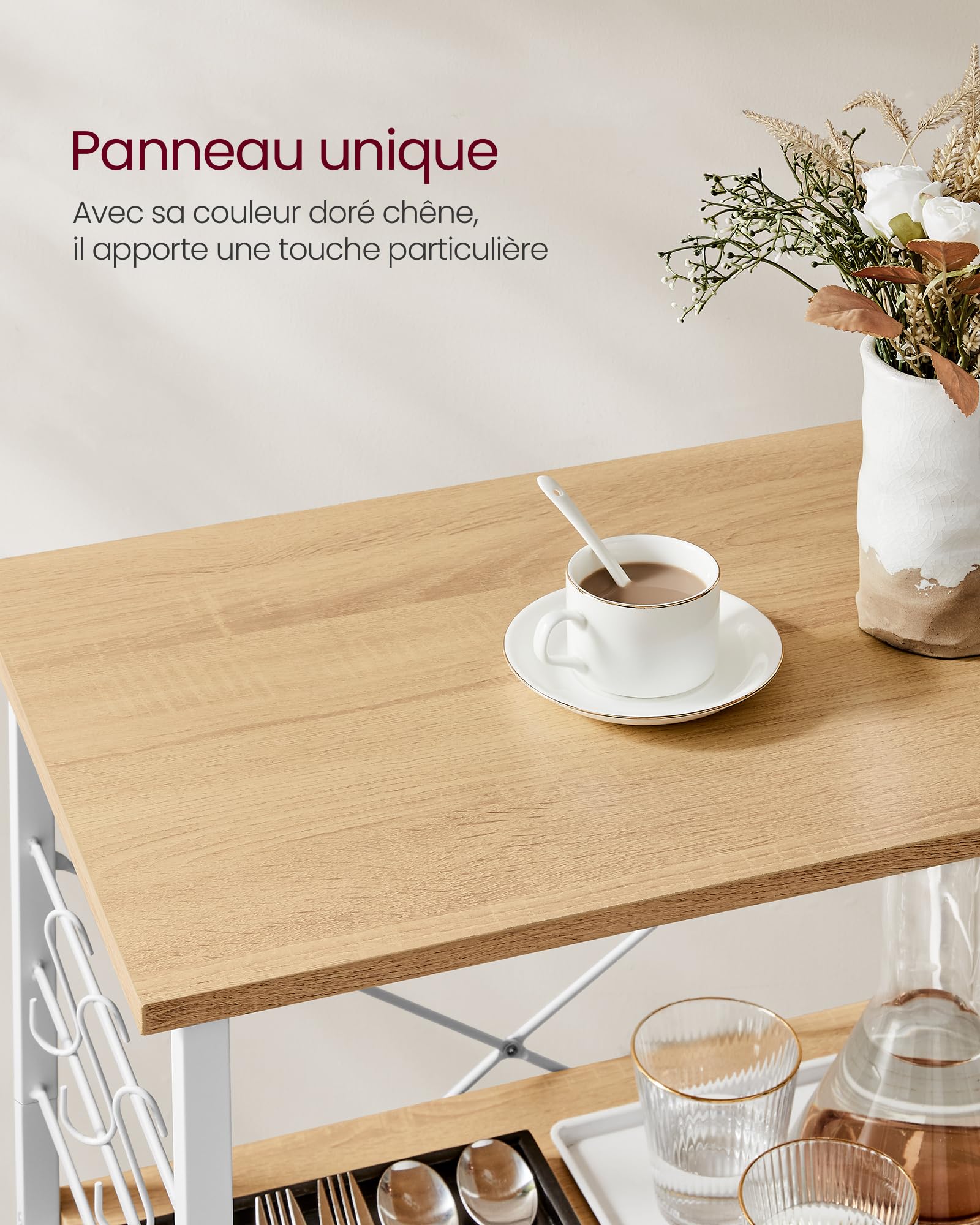 FANTASK îlot de cuisine sur roulettes, chariot de service avec