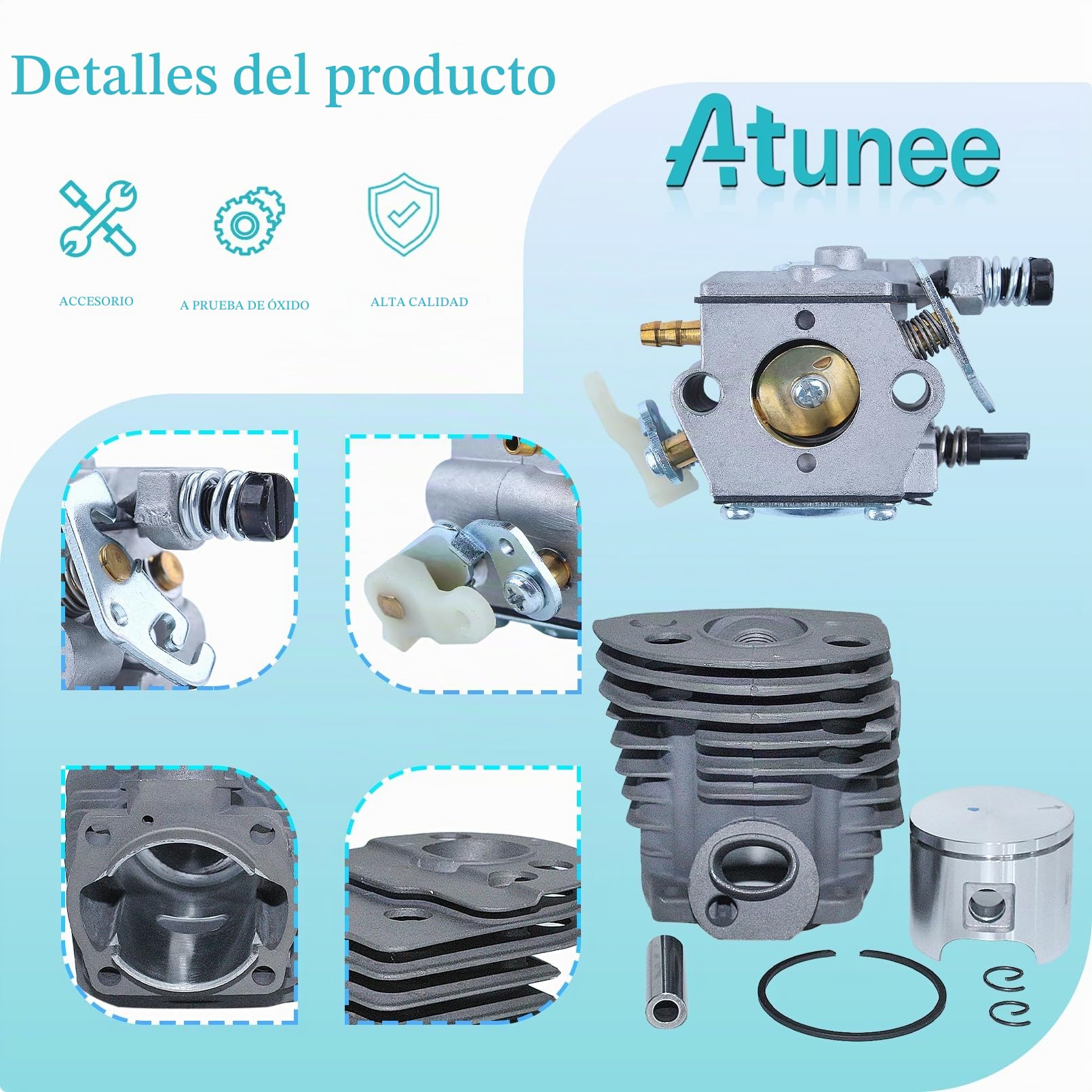 46mm Rodamiento de Manivela de Pistón Cilindro para Husqvarna 55 50 51 Motosierra con 55 carburador 268 Bobina de Encendido Junta de Silenciador Sello Aceite Descompresión Reemplazar 503609171