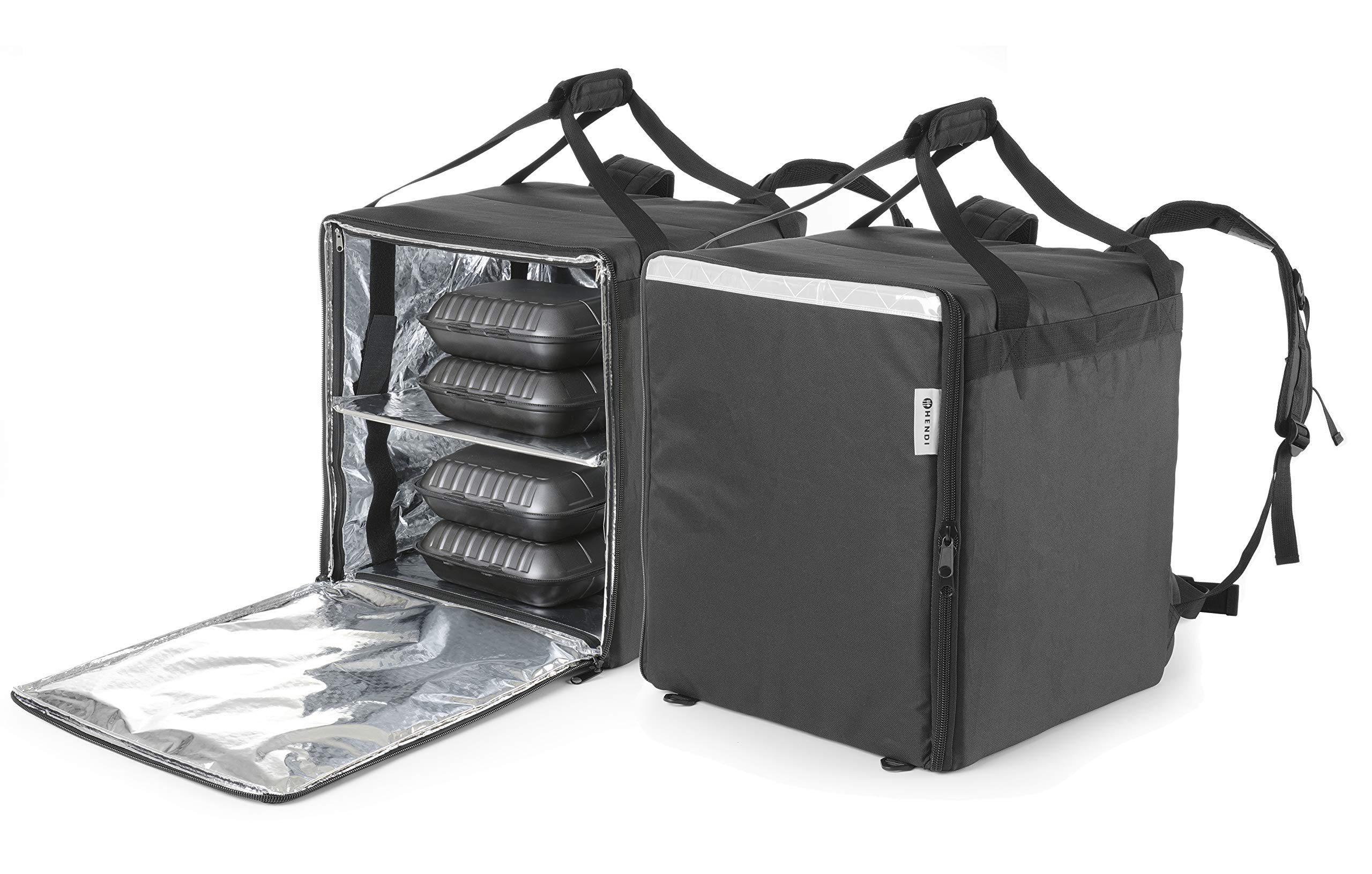 HENDI Mochila isotérmica de Transporte y Reparto de Pizzas y Alimentos, Bolsa aislada e Impermeable para la Entrega de Pedidos de Pizza y Comidas, Interior 39x39x(H) 45cm, Negra, 41x41x(H) 48cm