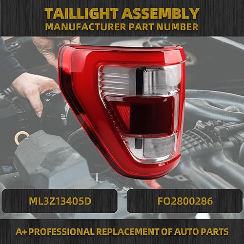 Miniatura 9 de Dasbecan Luz trasera lateral derecha del pasajero compatible con Ford F150 King Ranch 2021 2022 2023  Lariat  Limited  Platino con ubicación de